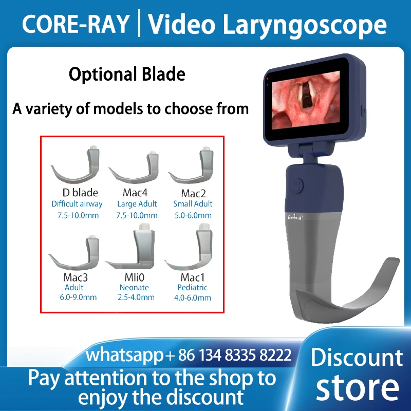 

Video Laryngoscope Reusable Sterilizable Blades color TFTLCD Digital Video Laryngoscope 6 Stainless Steel Blades Optional