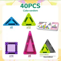 Compact Magnetic Tile Set with Metal Carry Case - Portable Building Blocks for Creative Play and Easy Storage - Ideal Gift for Any Occasion (40Pcs)