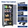 Metal Storage Cabinet with Wheels, 73" Rolling Garage Storage Cabinets with 4 Adjustable Shelves & Locking Doors, Tool Cabinet 4