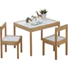 3 Piece Solid Rubberwood Table and Chairs Set with Natural Finish, Rounded Edges and Corners, and Wipeable Dry Erase Surface 1