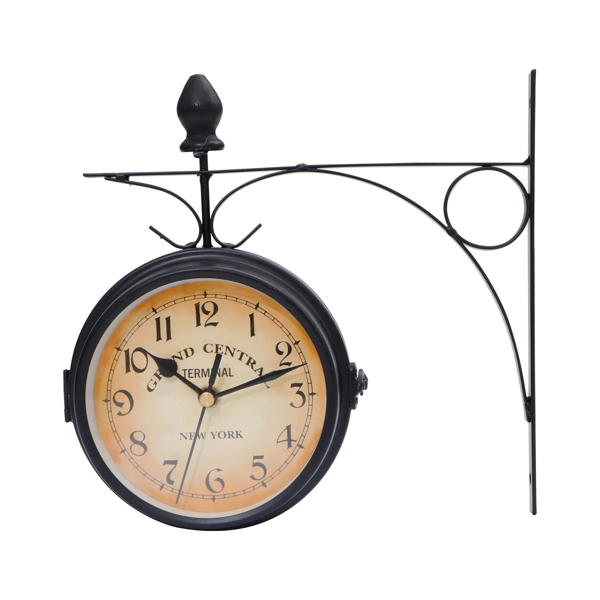 

Clock Wall Retro Double Decor Sided Hanging Clocks Vintage Iron Home Outdoor Round Station Large Rustic Garden Digital Train
