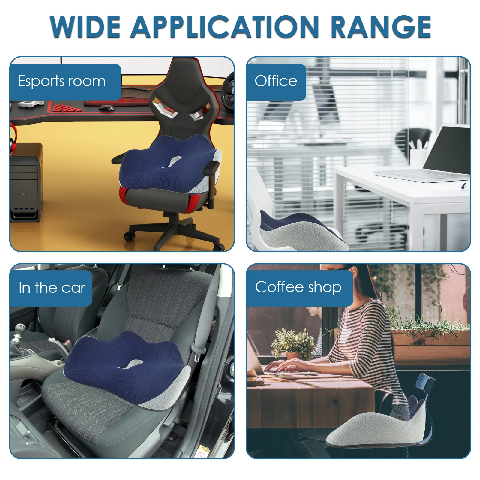 Memory Foam Seat Cushion Office Chair Cushion with Removable Cover Nonslip Breathable Car Seat Cushion for Reduce lumbar fatigue