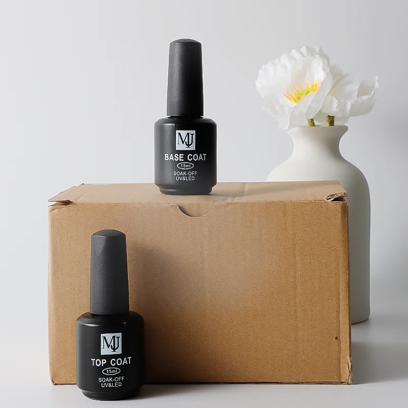 High quality top coat base coat with private label 15ml long lasting strengthen bling nail gel top and base coat nail polish 2