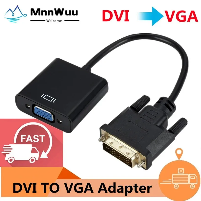 Mnnwuu Convertitore Cavo Video Adattatore Da Dvi A Vga Full Hd 1080P Dvi-D Convertitore Cavo Da 24 + 1 25Pin A 15Pin Per Monitor Computer Pc