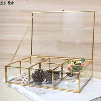 Transparent Glass Jewelry Box Rectangular Storage Boxes Jewelrys Display Box Multi-grid Jewelry Organizer Cosmetic Boxes Tray 1