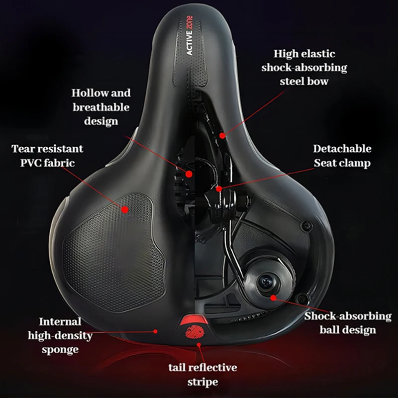 Hollow Breathable Bicycle Saddle for Men and Women,MTB Road Bike,Shock Absorbing,Comfortable,Big Butt,Bike Seat,Safety Warning 5