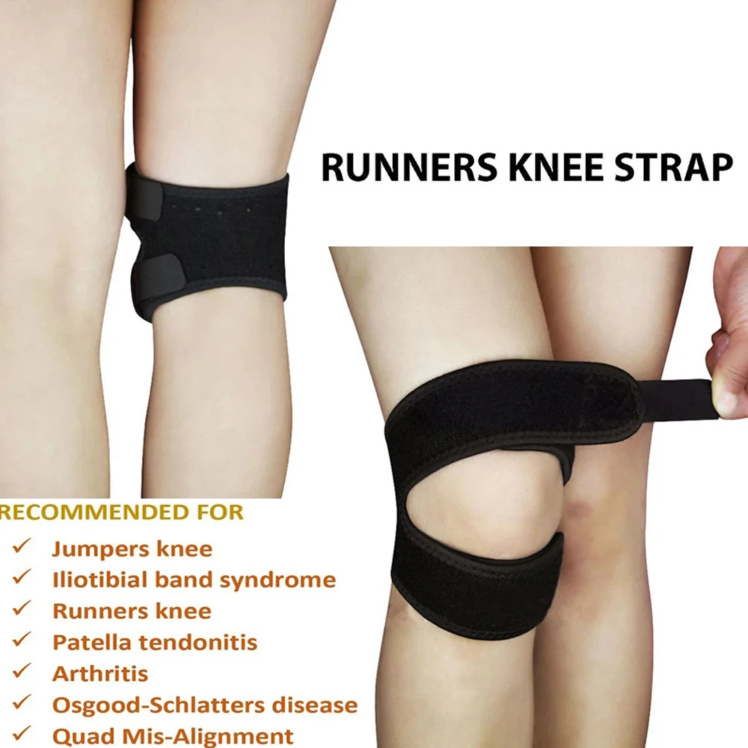 1PC Sports Knee Support Double Patella Belt Elastic Bandage Sport Knee Pads Protector Band soccer basketball Open Brace