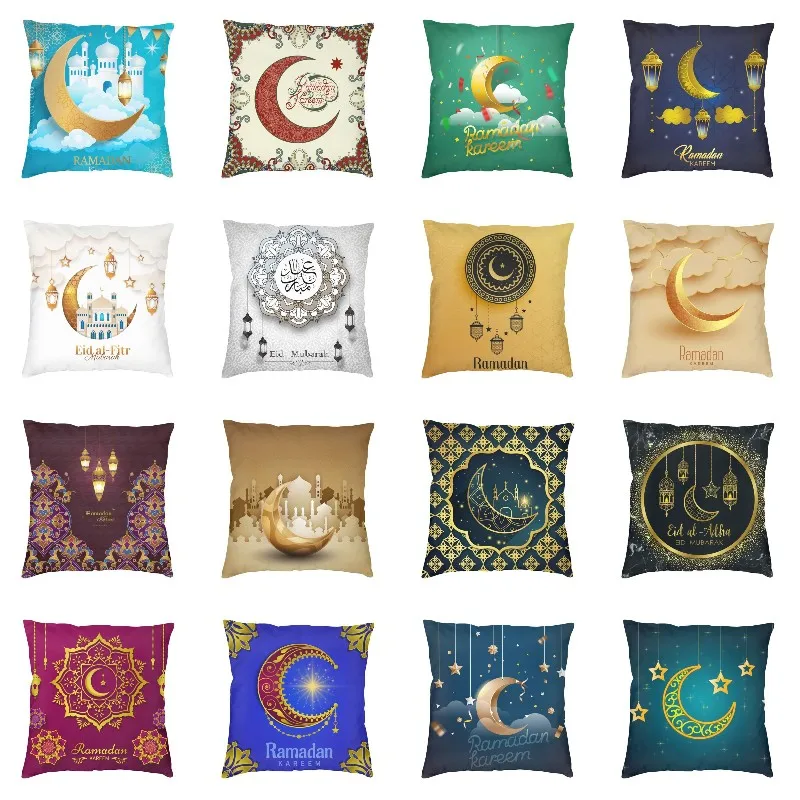 

Popular Luxury Muslim Islamic Eid Mubarak Cushion Cover Home Decoration Ramadan Kareem Throw Pillow Case Sofa Chair Pillowcase