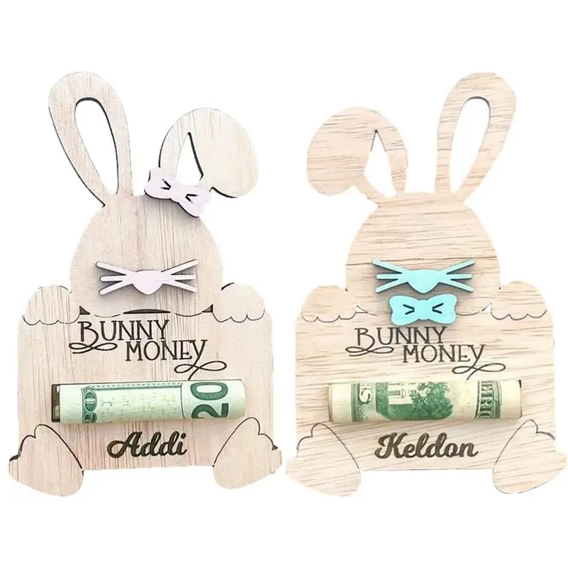 

Easter Money Holder Reusable and Versatile Easter Bunny Holders Durable Wooden Rabbit Easter Hang Ornament for Kids Boys Girls
