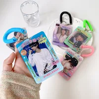 New Heart Hollow Photocard Holder 3Inch Acrylic Cartoon Card Protect Cover Ins Sweet Korea Idol Photo Card Sleeves With Keychain 2