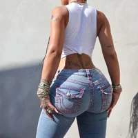 Sexy Retro Embroidered Low Rise Jeans for Womens Skinny Jeans Fashionable Flare Jean Casual Washed Pants Sweatwear Jean 2025 1
