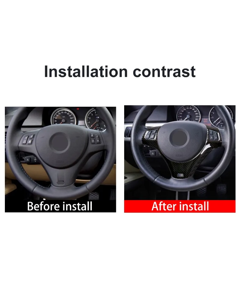 Für BMW 3er Serie E90 E92 (2005-2012) ABS Matt Schwarz Lenkradrahmenabdeckung Zierleiste Aufkleber Autozubehör – Detail 8