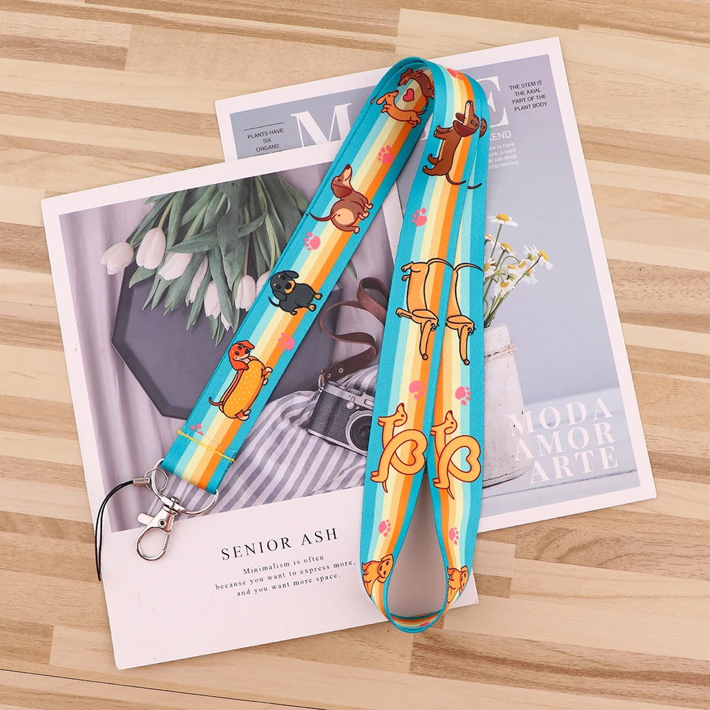 

Flyingbee Dachshund Dog Cartoon Lanyards ID Badge Holder ID Card Pass Mobile Phone Straps Badge Key Holder Keychain X2575