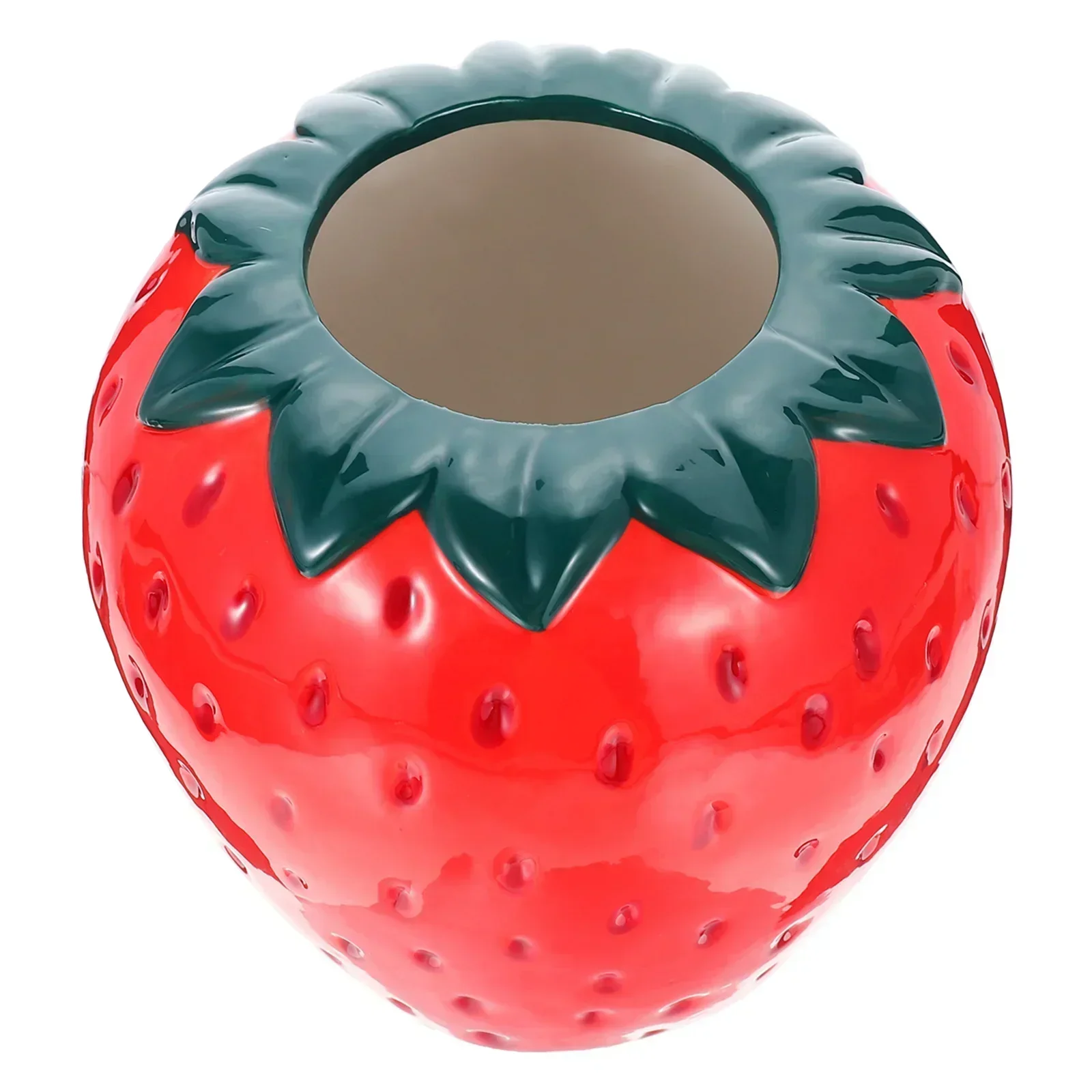 Strawberry Creative Vase Flower Ceramic Pot Planter Floral Holder Decorative Fruitcenterpiece Table Succulentart Decor Pottery 6