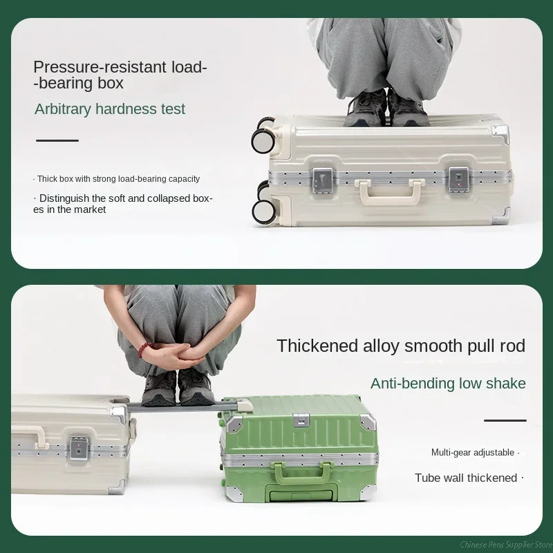 Pull Bar Suitcase Rolling Luggage Female 20 24 26 28" Strong Thick Durable Trolley Box Male Travel Boarding Password Box Suitcase Soundproof Wheel