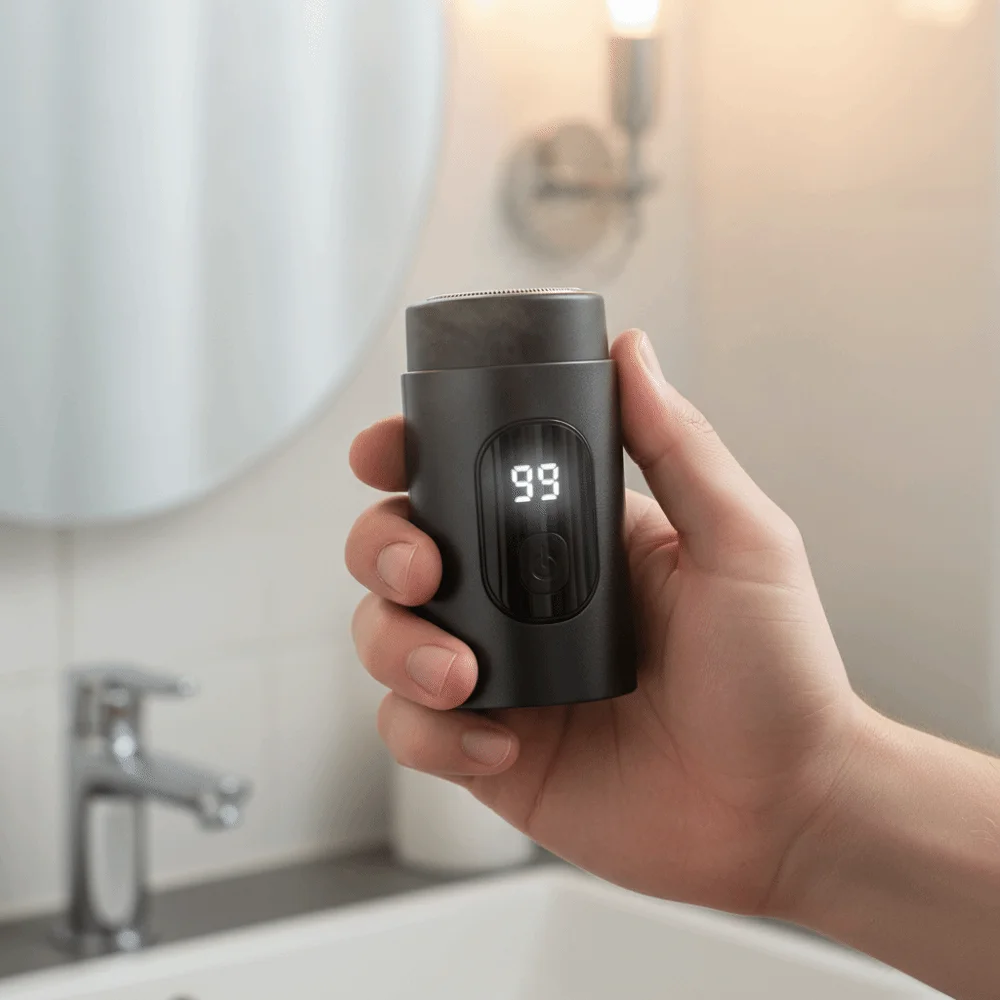 Portable Digital Display Electric Shaver Rechargeable with Lid Pocket Shaving Razor Long Endurance Electric Beard Trimmer Travel