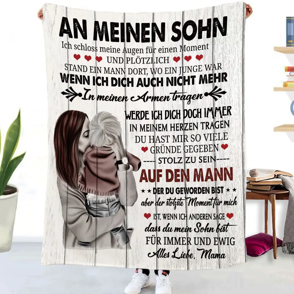 German To My Daughter Son Letter Gift HD-Decke, weiche Überwurfdecke für Zuhause, Schlafzimmer, Bett, Sofa, Picknickdecke, Kinderdecke – Detail 16