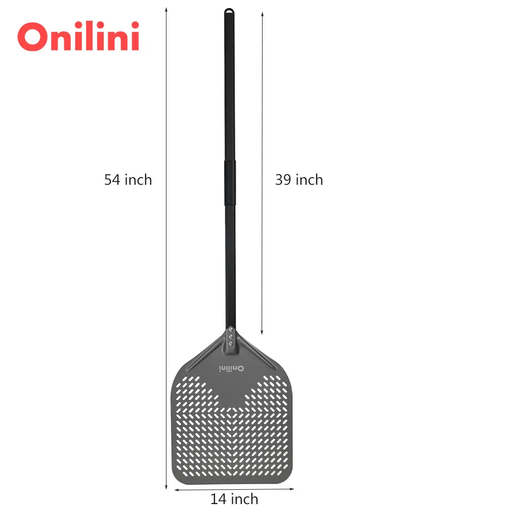 14 inch Hard Anodized Pizza Peel 54 inch Long Handle Pizzas Shovel Almuinum Alloy Pizza Shovel Paddle Oven Accessories