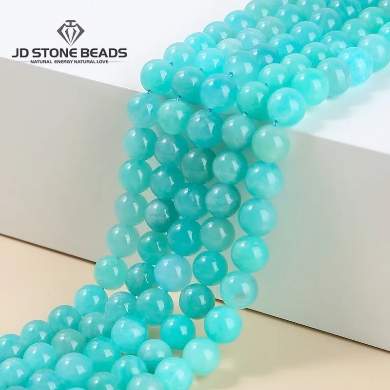 Natural Clear Ice Amazonite Gems Beads Round Loose Stone Beads For Jewelry Making DIY Bracelet Necklace Accessory Findings 15
