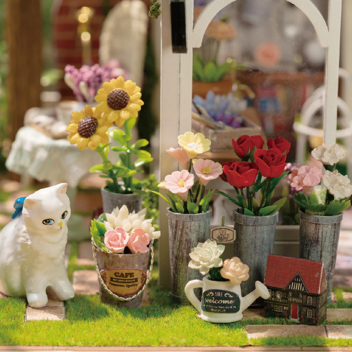 Miniatura Decorazione, 2 PCS Accessori da Giardino in Miniatura, Accessori Casa Delle Bambole, per Decorare Mini Giardino per Casa Delle Bambole, Giardino Decorazione il Fai Da Te (Bianco