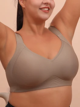 Big breasted sleeping bra for women 6XL without steel rims gathered without scars plus size vest yoga exercise anti sagging bra 1