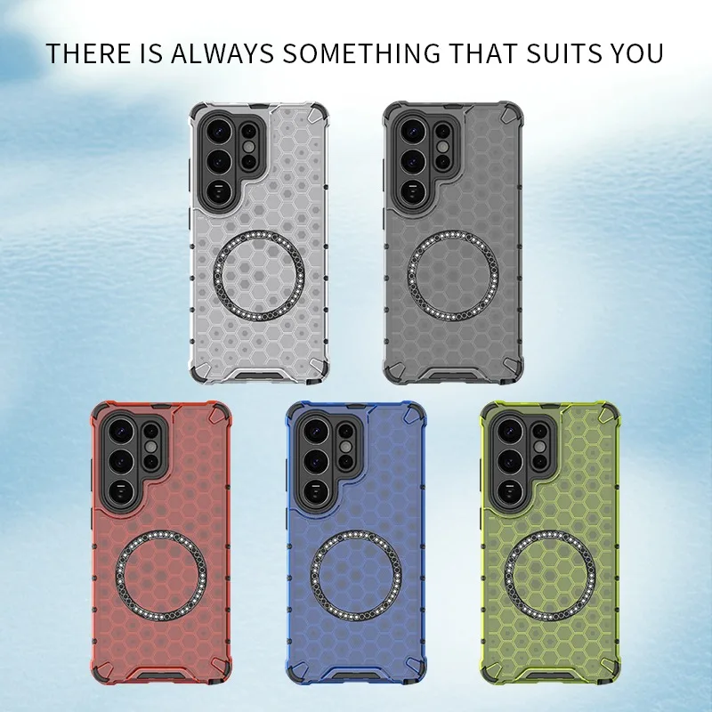 Magnetic Crystal Honeycomb Shockproof Soft Shell Case with Mag-safe Compatibility