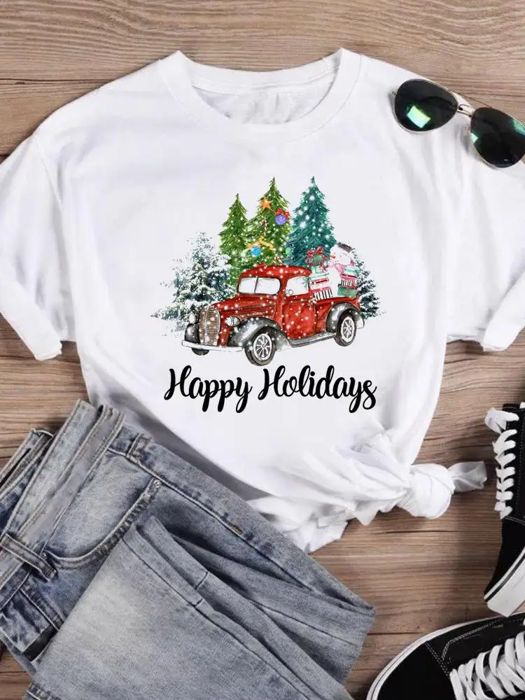 

Holiday Clothing New Year Merry Christmas Fashion Snowman Love Cartoon Trend Female Shirt Print T Top Women T-shirts Graphic Tee