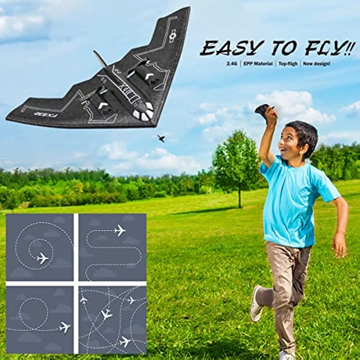 RC Airplane Remote Control B-2 Spirit Stealth Bomber Plane 2.4Ghz 2CH Foam Drone Ready To Fly Aircraft Toy for Kids and Adults 4