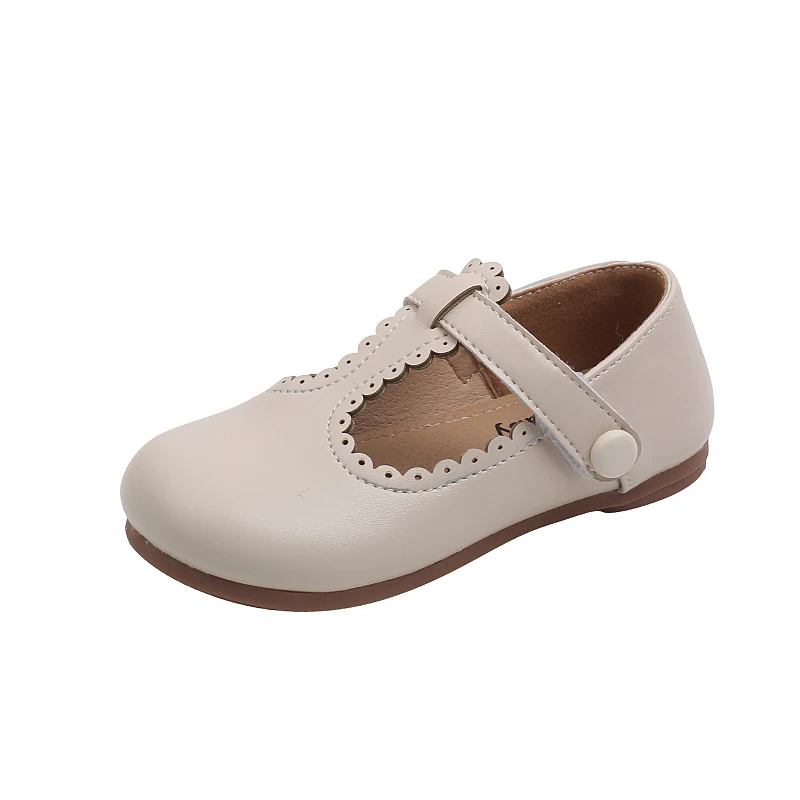 

2023 Spring and Autumn New Girls Casual Shoes Solid Color Flat Korean Children's Leather Shoes Simple Cute Kids Lace Breatheable