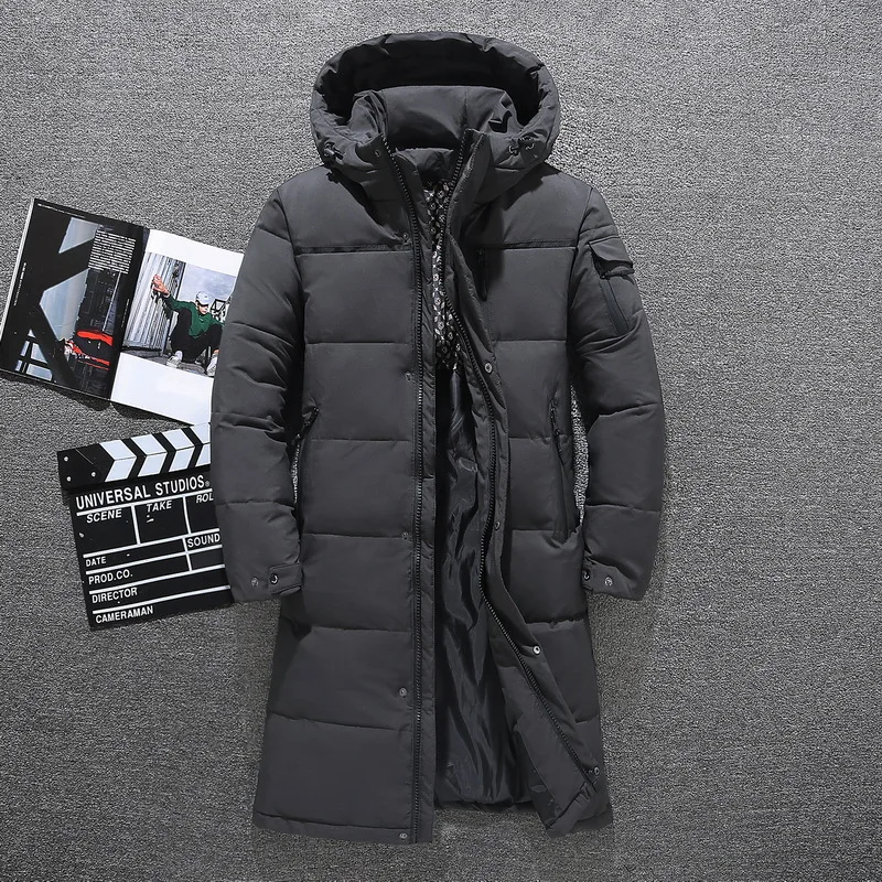 Men\'s Winter Thick Thermal Waterproof Down Jacket 80% White Duck Down Hooded Long Down Parka Outwear Coats Plus Size 5XL