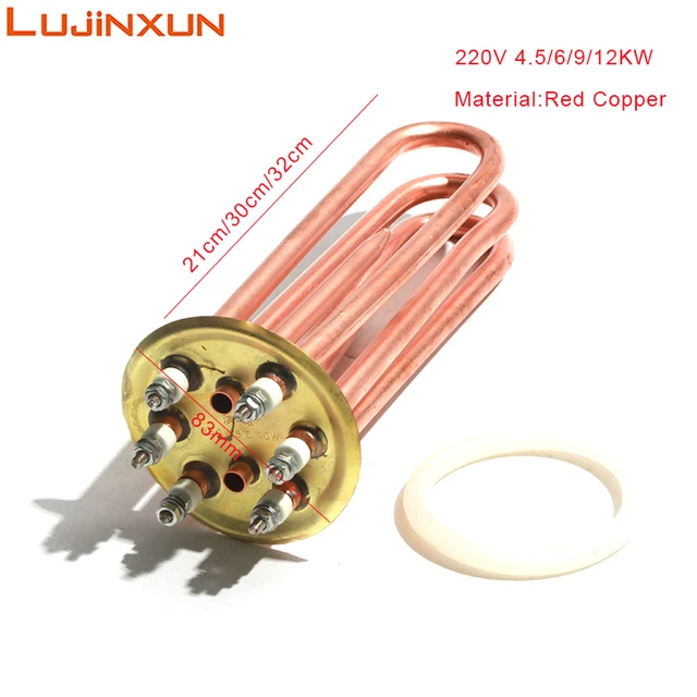 LUJINXUN 220V 4.5/6/9/12KW Electric Boiling Water Heating Element Red  Copper Flange/Disc 83mm - AliExpress