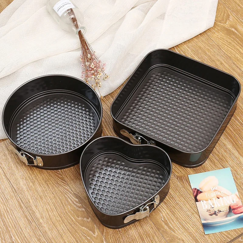 New 3pcs/ Set Cake Pan Bakeware Mould Round Heart Square Shape For Baking Cake Decorations Tools Household Kitchen Supplies