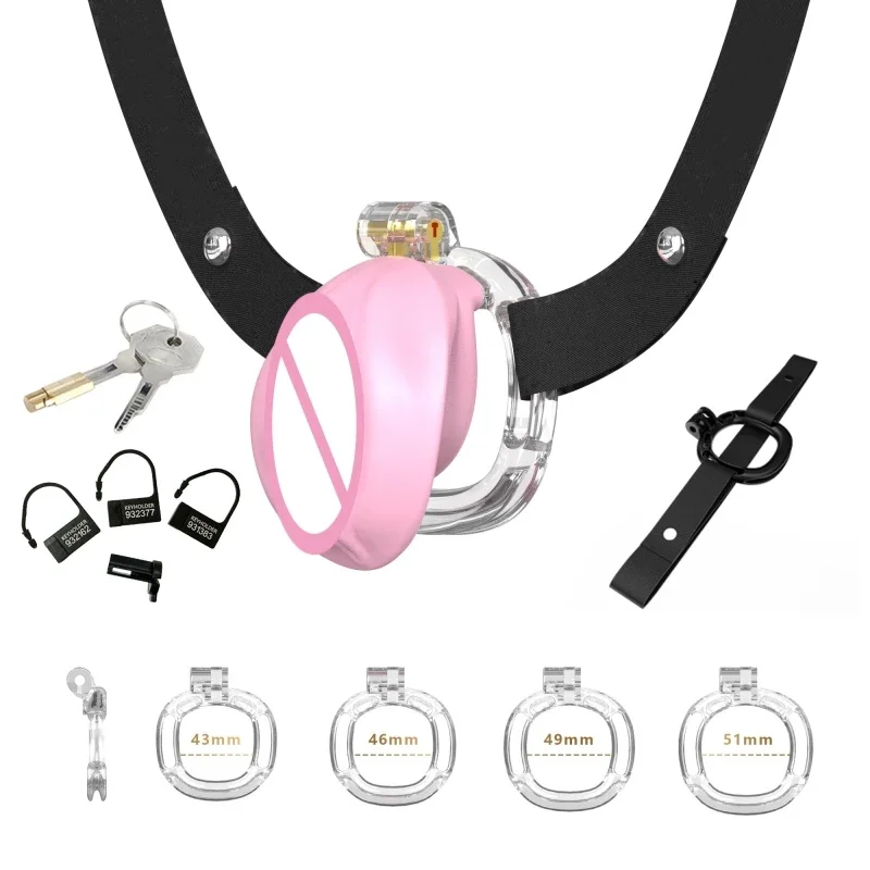 Realistic Pussy Design Chastity Cage Sissy Chastity Device Lightweight 5 Sizes Cock Cage 5 Base Rings Sex Toi for Man
