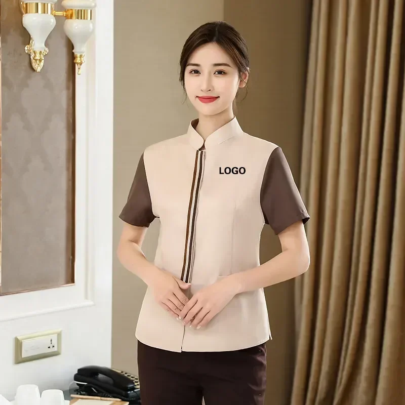 

Restaurant Women's Costume Shirt Dishwasher Top Waiter Staff Uniforms Cleaning Housekeeping Pedicure Ladies Hotel Clothes Work