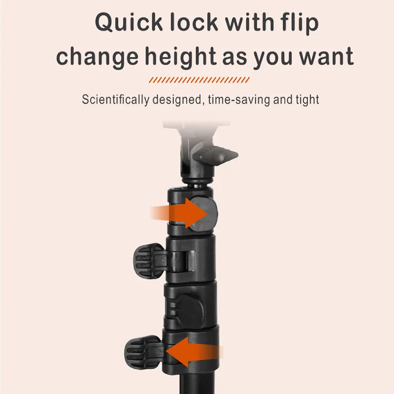 KINGJOY Photography Lighting Stand Adjustable Portable Tripod Holder with 1/4 Screw Head for Flash Lamp Ring Light Camera Phones