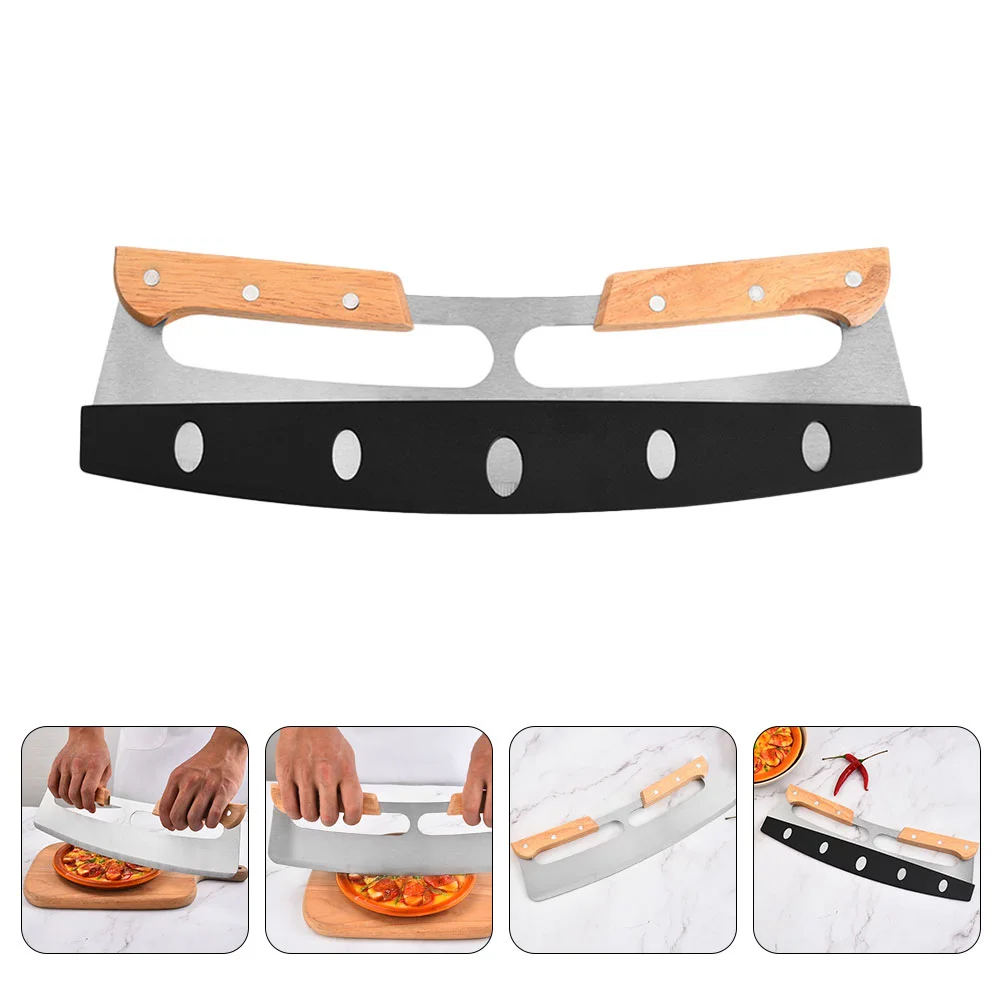 

Household Two Handle Pizza Metal Spatula Scraper Tool Plastic Kitchen Gadget