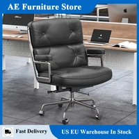Black Genuine Leather Office Chair Gaming Chair Computer Swivel Gamer Live Ergonomic Chair Home Bedroom Sofa Armchairs Furniture 1