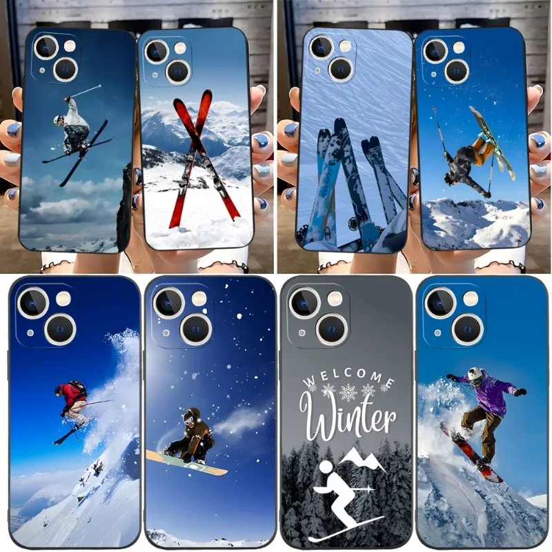 Custodia Per Telefono Snowboard Ski Neige Funda Per Apple Iphone 12 Pro 13 11 14 Max Xr X Xs Mini 6 6S 7 8 Plus Cover Posteriore Di Design