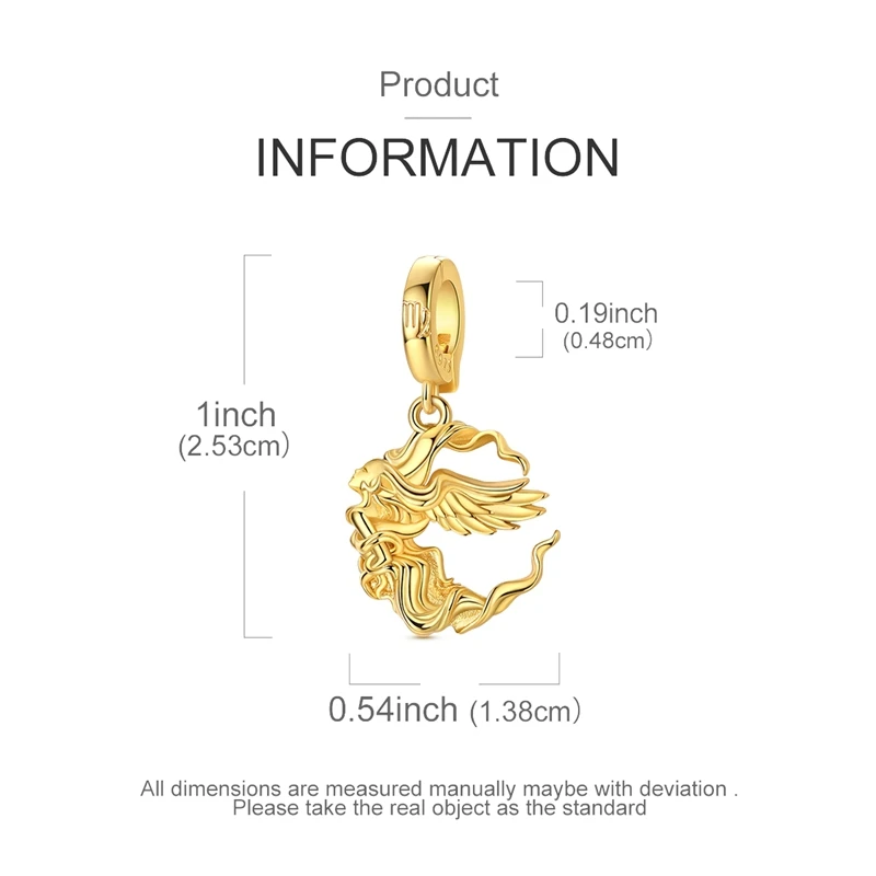 Goldene Anhänger aus 925er Sterlingsilber, Serie „Zodiac Guardian“, passend für Original-Armbänder, DIY-Schmuck, Geschenk für Frauen – Detail 24