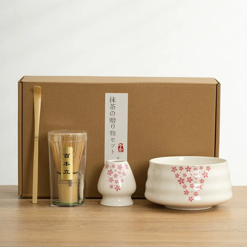 transparent glaze Japanese Matcha Blender Set with Bamboo Whisk Matcha Brush Teaspoon Kiln Beverage Shop DIY Tea-Making Tools