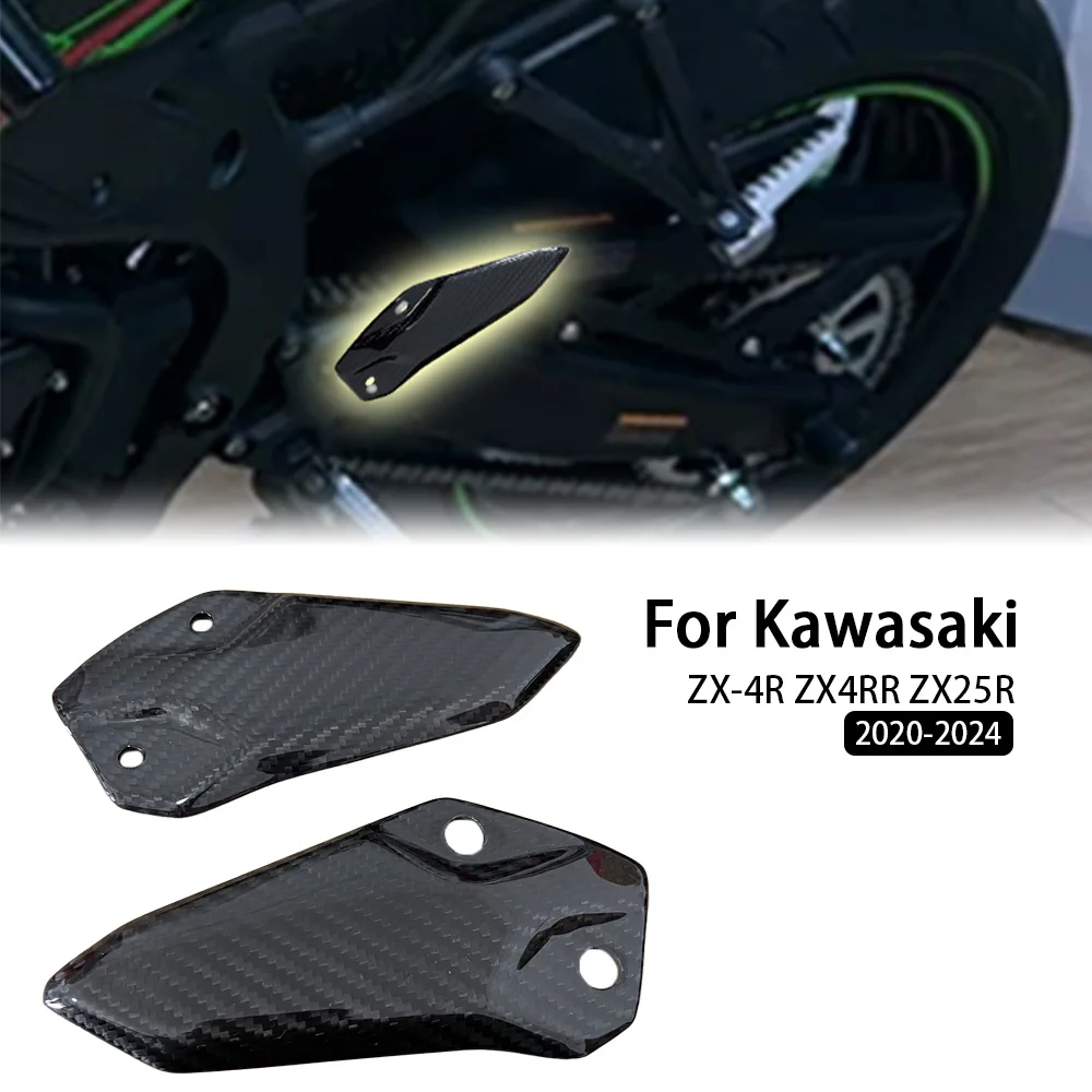 

ZX4R Carbon Fiber For Kawasaki ZX-4R ZX4RR ZX25R 2020-2023 2024 Motorcycle Accessories Heel Plates Guards Footrests