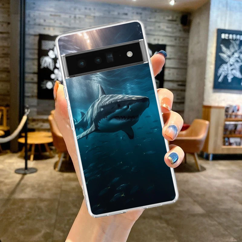 Ocean Whale Shark Swimming Transparent Phone Case - Soft Clear Cover