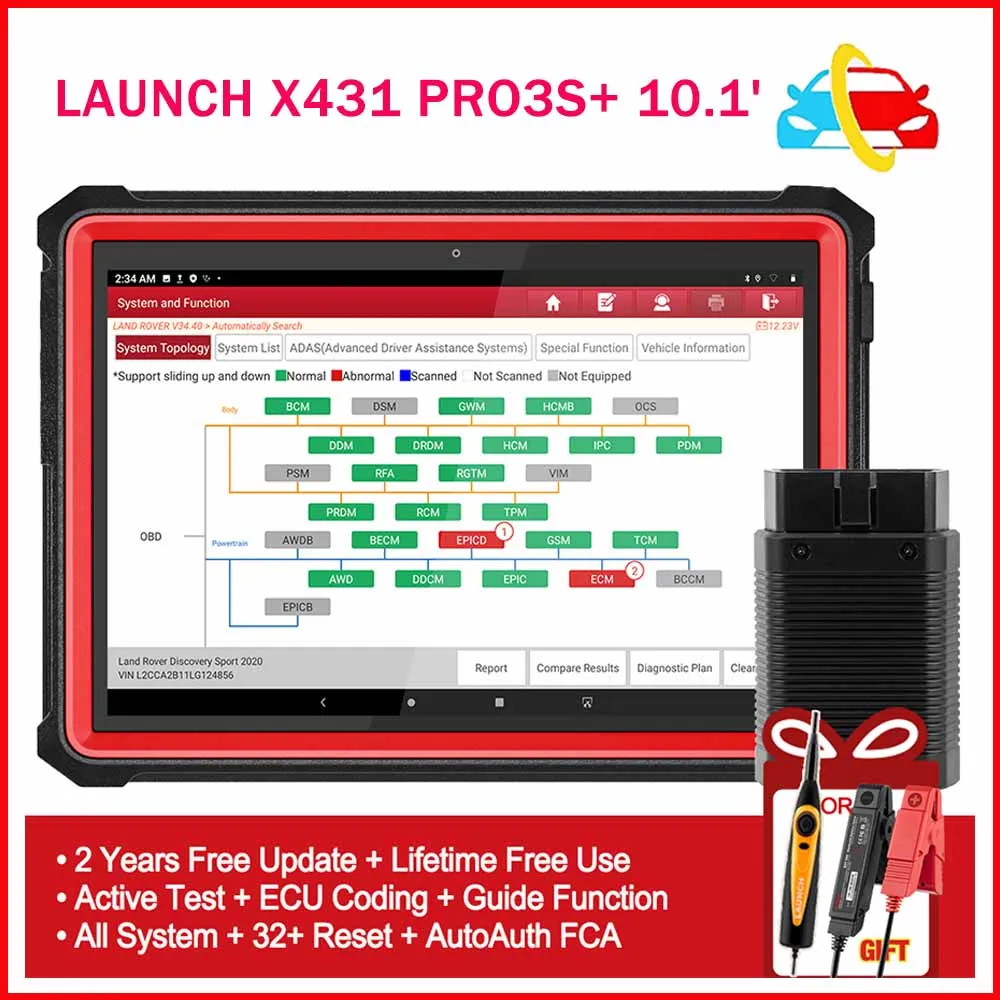 

LAUNCH X431 PRO3S+ 10.1' Car Diagnostic Tools Auto OBD OBD2 Scanner All System Coding Active Test Guide Function Free Shipping