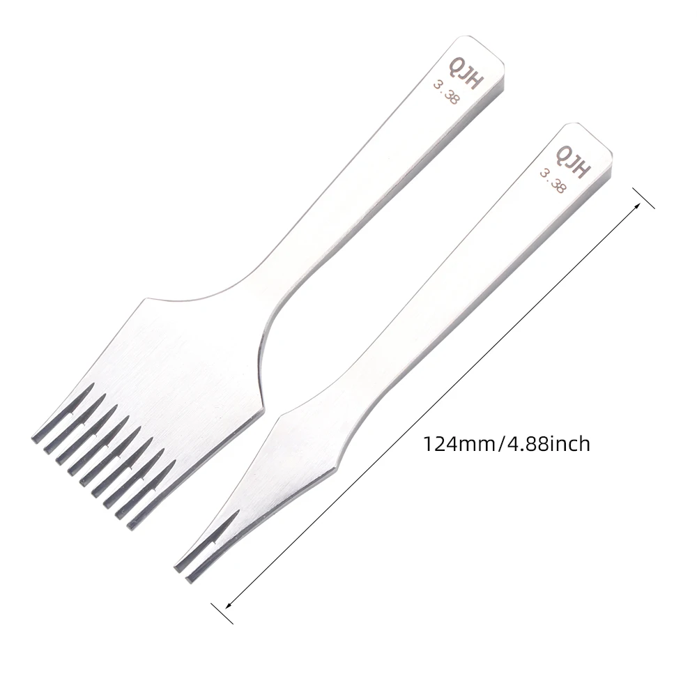 QJH French Flat Pricking Iron Leathercraft Stitching Lacing Chisel Set DIY Leather Art Tools 2.7 3.0 3.38 3.85mm
