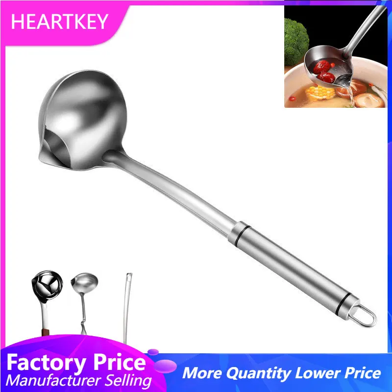 

Stainless Steel Soup Long Handle Oil Soup Separate Spoon Oil Separator Strainer Skimmer Ladle Spoon Soup Colander Kitchen Scoop