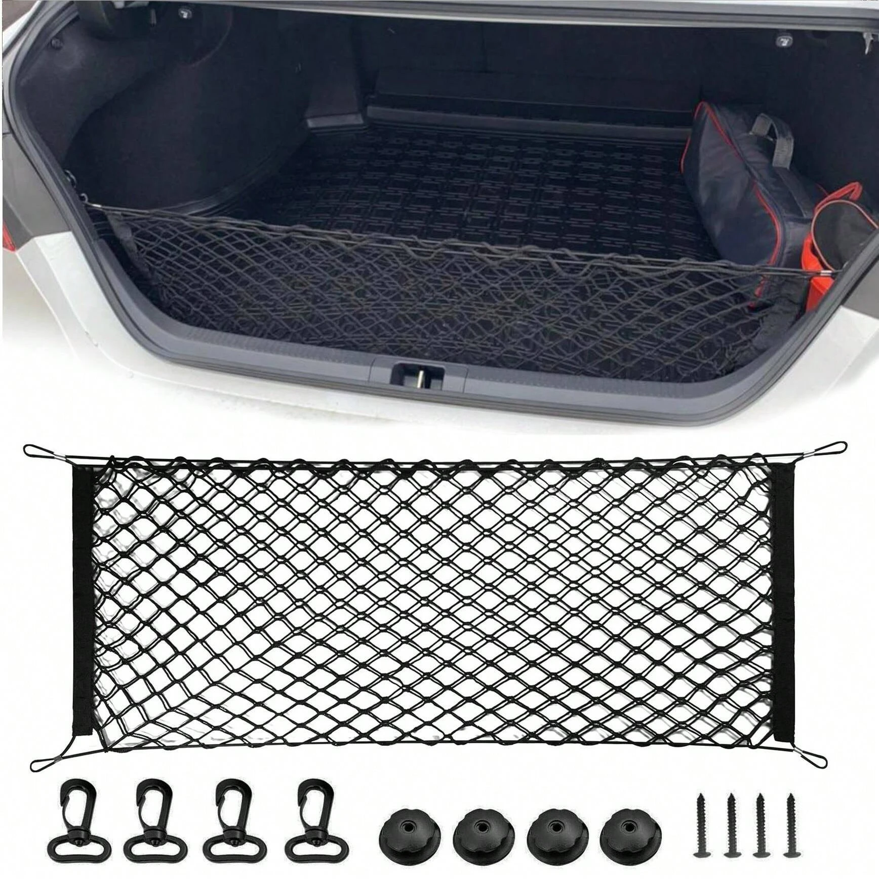 Pet Safety Trunk Barrier - Sturdy Elastic Car Mounted Dog Isolation Net