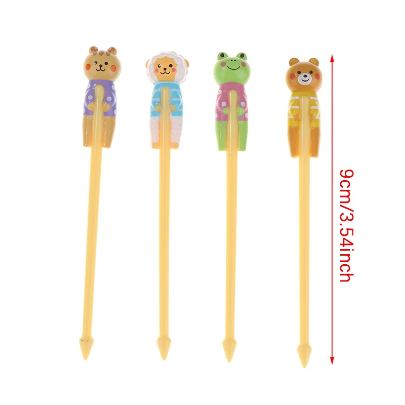 Description Picture 3 of item1set Animal Fruit Fork Food Grade Plastic Mini Cartoon Kids Cake Fruit Toothpick Bento Lunch Bento Accessories Party Decoration