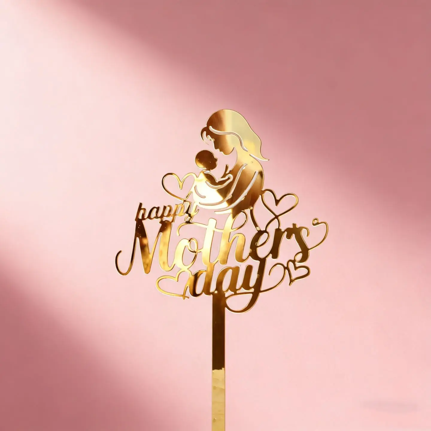 Elegant Gold & Red Acrylic MOM Cake Topper - Perfect for Mother's Day Celebrations & Birthday Parties