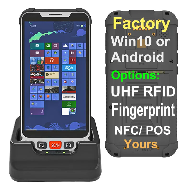 

Cheapest Factory 4 to 6 inch android or win10 PDA handheld terminal Mobile computer with Fingerprint Scanner UHF RFID NFC PDA