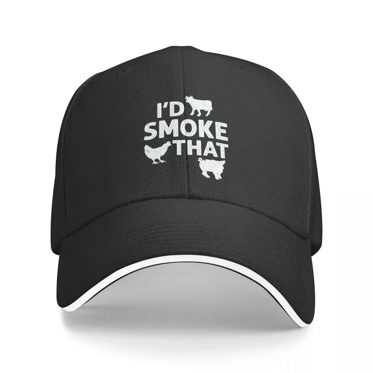 

I'd Smoke That Funny Animal BBQ Grill Chef Quote WHITE Baseball Cap Golf Wear Golf Fishing cap Women's Hats 2024 Men's